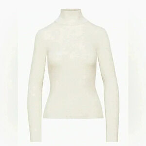 [L] Wilfred white Turtle  Neck Stretchy LS Modal Sweater